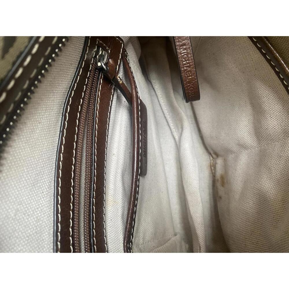 Michael Kors Brown MK Logo Canvas and Leather Shoulder Bag - Picture 4 of 8